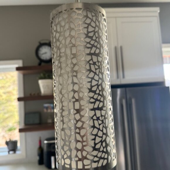 Pendant light fixtures - two matching sets - brushed nickel. Like new. - Picture 2 of 4